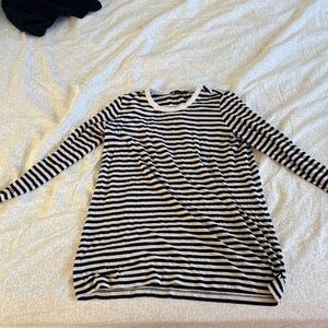 Hatch Black and White Striped Long Sleeve Tee